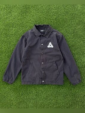 Palace Skateboards Coach Jacket Snap Button Cotton Shell Black Logo Size Large
